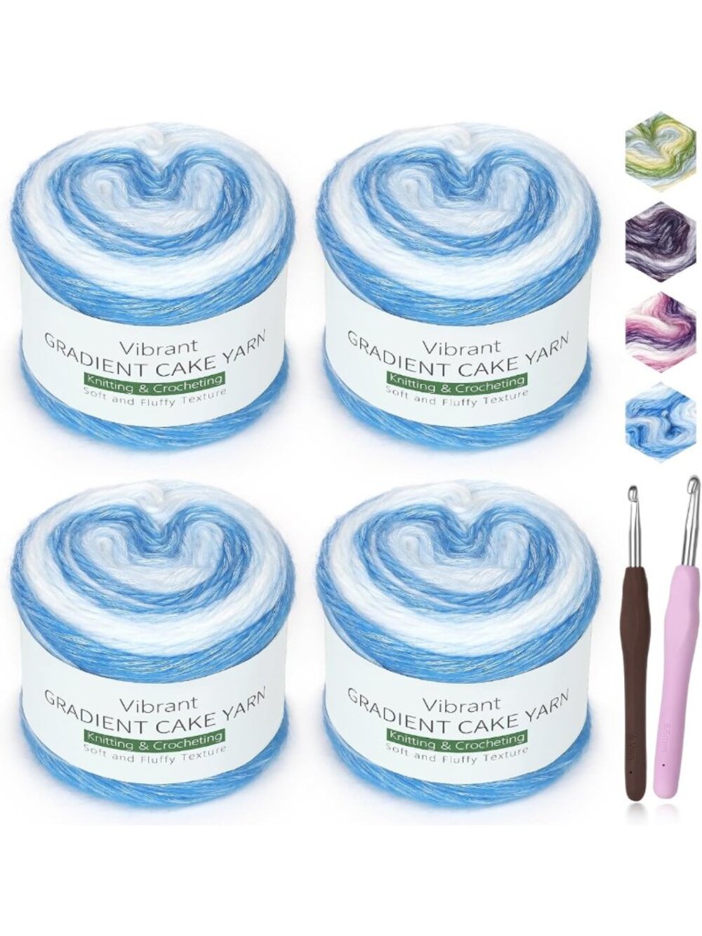 4 Pack Gradient Cake Yarn for Crocheting - 100g Soft, Colorful Yarn Bundles